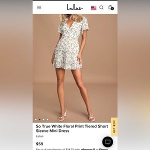 So True White Floral Print Tiered Short Sleeve Mini Dress